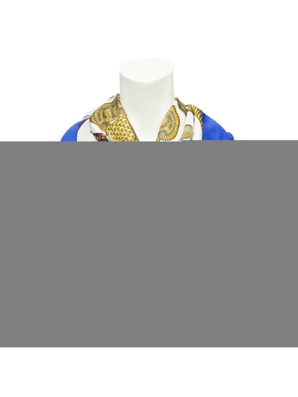 Hermes Scarf Blue Gold White Twill Silk